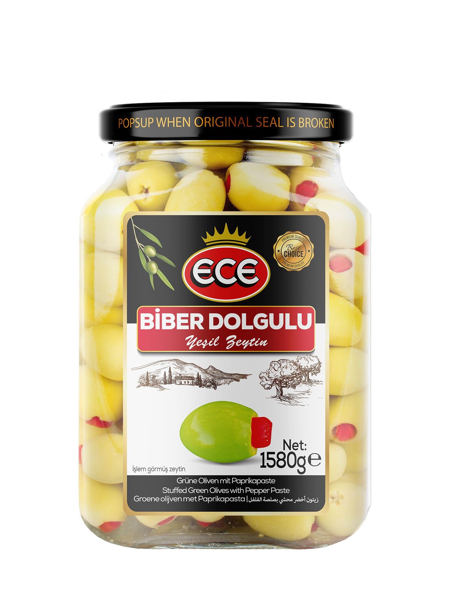 ECE YEŞİL ZEYTİN 400 GR BİBERLİ 