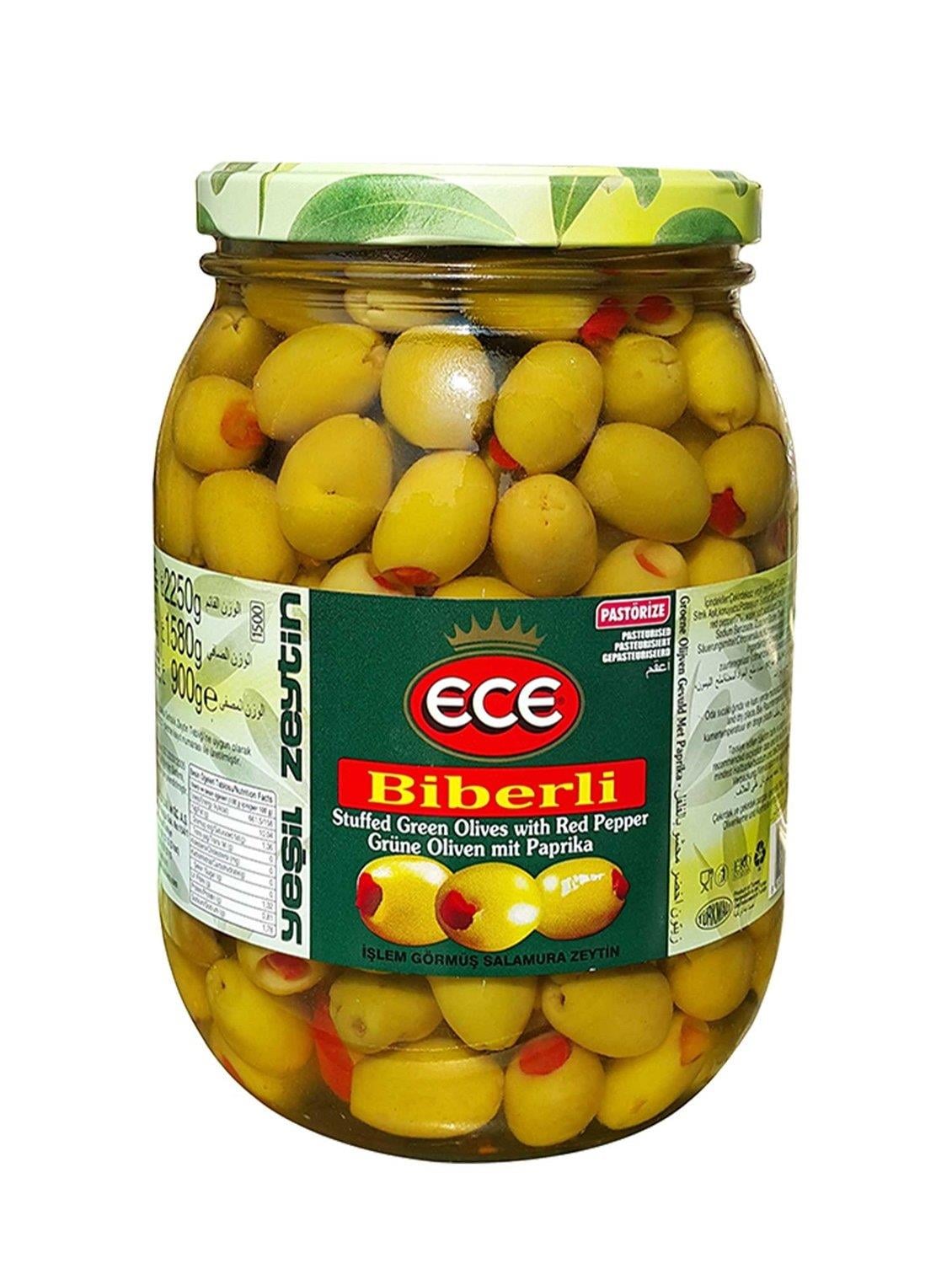 ECE YEŞİL ZEYTİN 900 GR BİBERLİ 