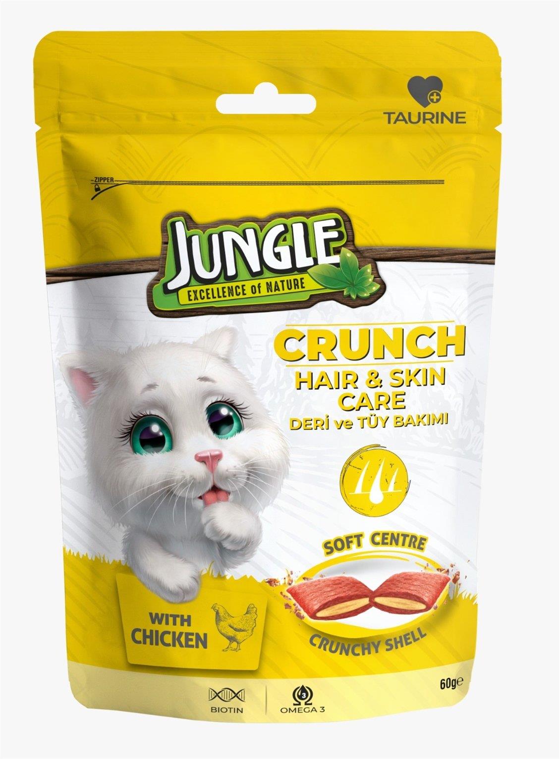 JUNGLE TAVUK 60 GR CRUNCH KEDİ ÖDÜL DERİ TÜY BAKIMI