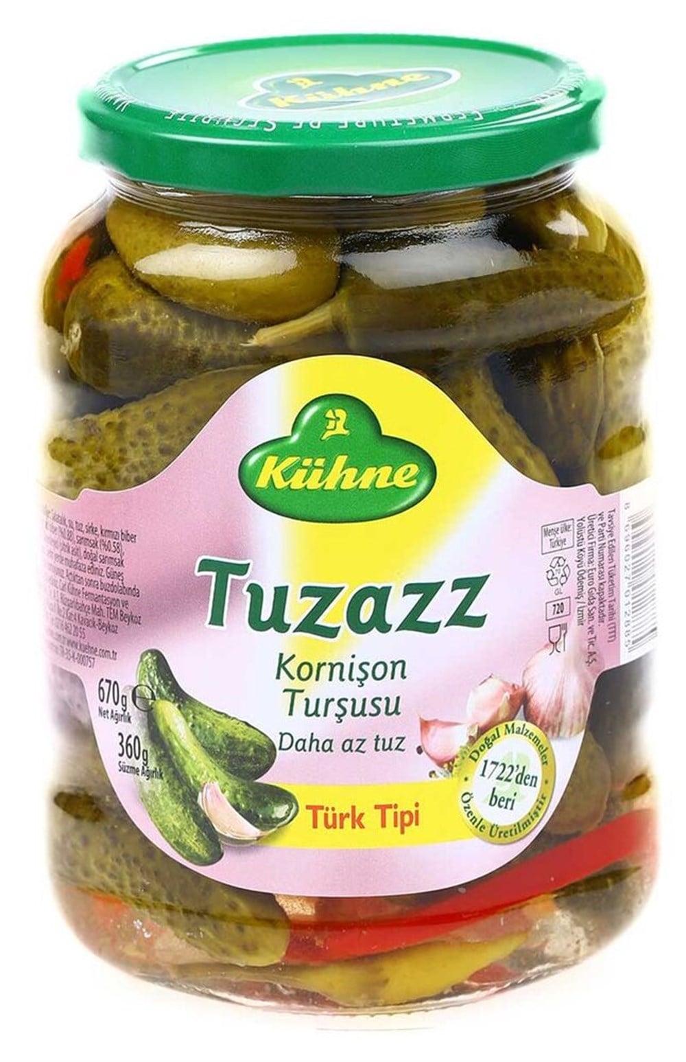 KÜHNE SALATALIK TURŞUSU TUZ AZ 670 ML CAM 