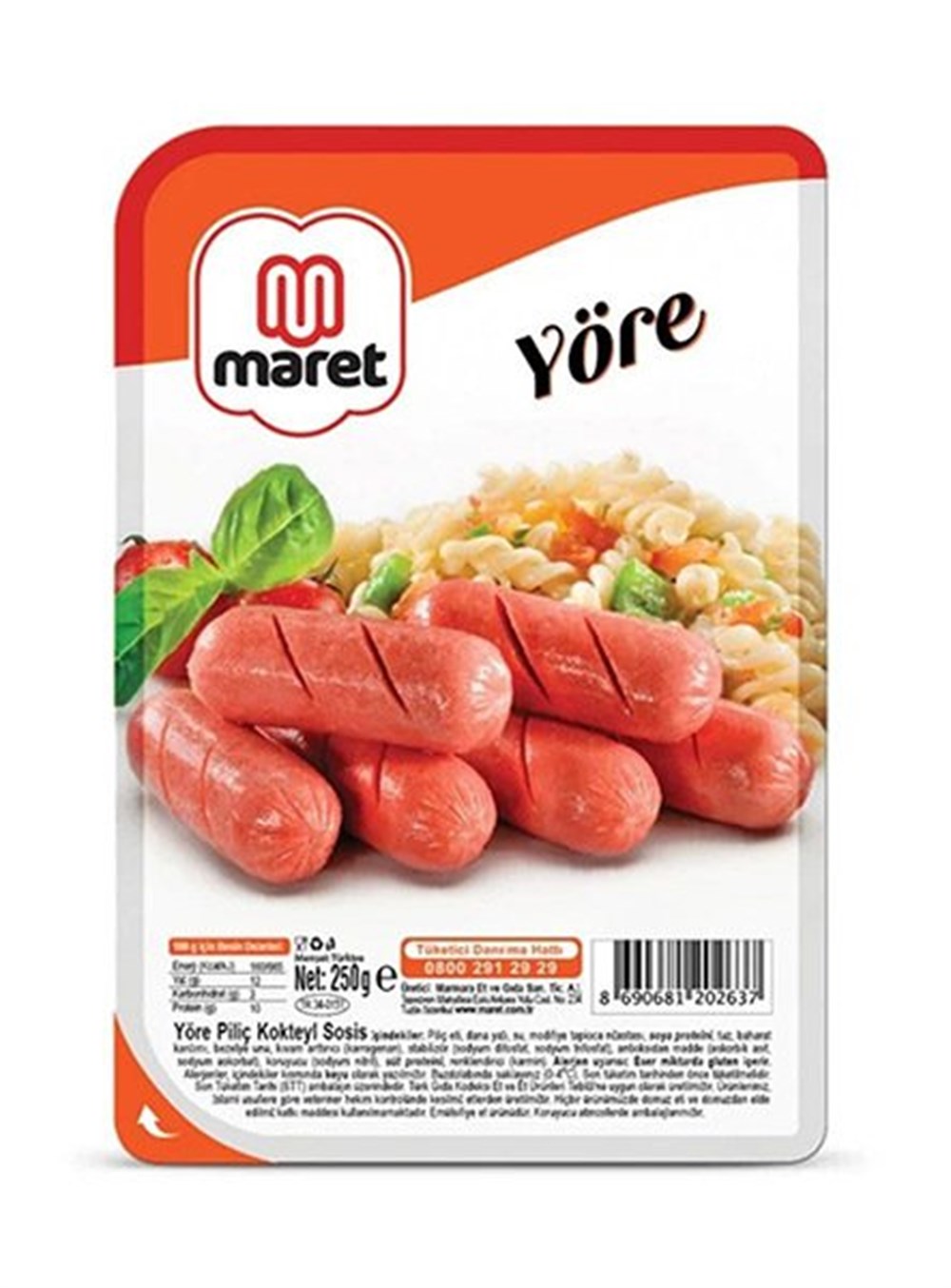 MARET YÖRE KOKTEYL PİLİÇ SOSİS 250 GR