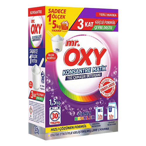 MR.OXY TOZ MATİK 1.5 KG KONS. CANLI RENKLER 