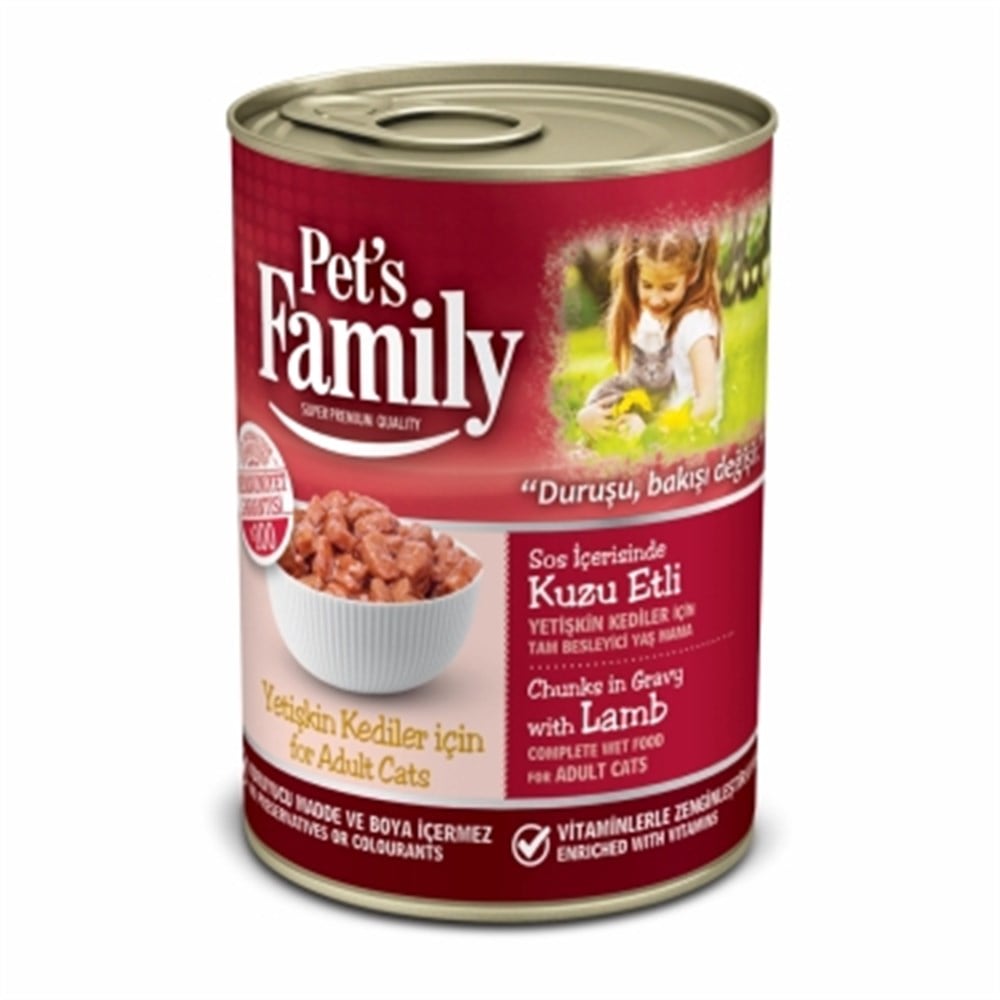 PETS FAMİLY KEDİ KONSERVESİ 400 GR KUZU ETLİ 