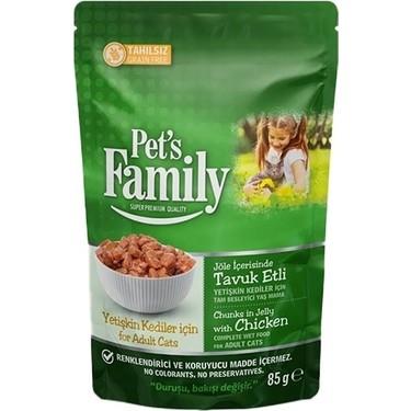 PETS FAMİLY POUCH YETİŞKİN KEDİ TAVUKLU JÖLELİ 85 GR