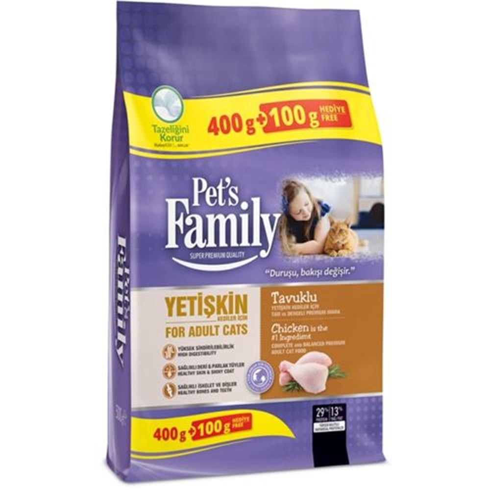 PETS FAMİLY TAVUKLU YET.KEDİ MAMASI 400 GR
