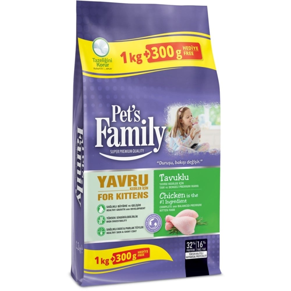 PETS FAMİLY YAVRU KEDİ MAMASI 1000 GR TAVUKLU 