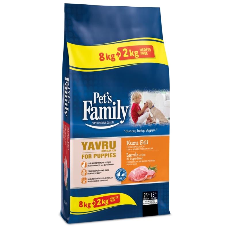 PETS FAMİLY YAVRU KÖPEK MAMASI KUZU ETLİ 8+2 KG 
