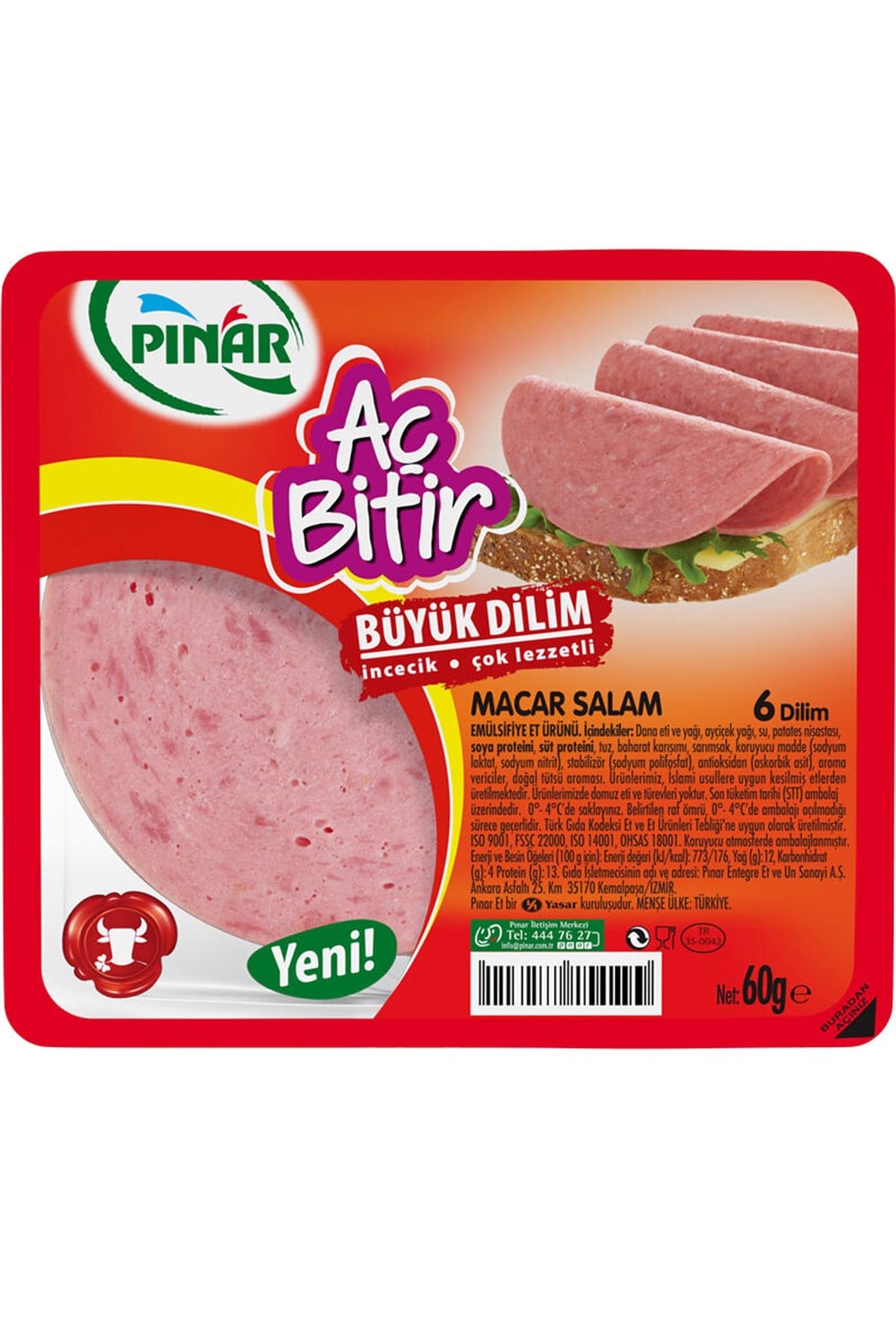 PINAR SALAM AÇ BİTİR 60GR DANA