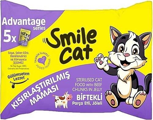 SMİLE KISIR KEDİ BİFTEKLİ MAMA 5X85 GR