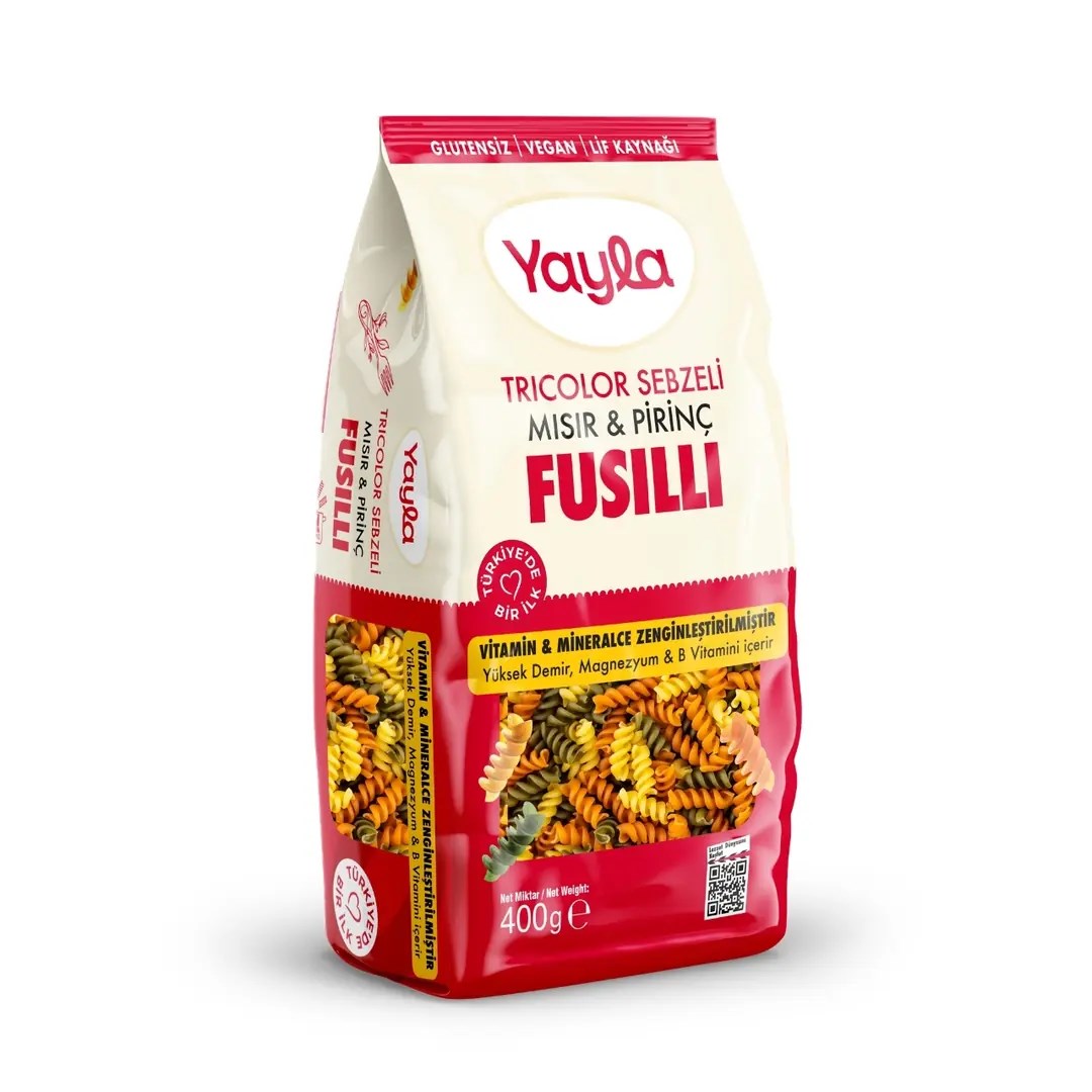 YAYLA BAK.MAKARNASI 400GR MISIR-PİRİNÇ FUSILLI SEB.