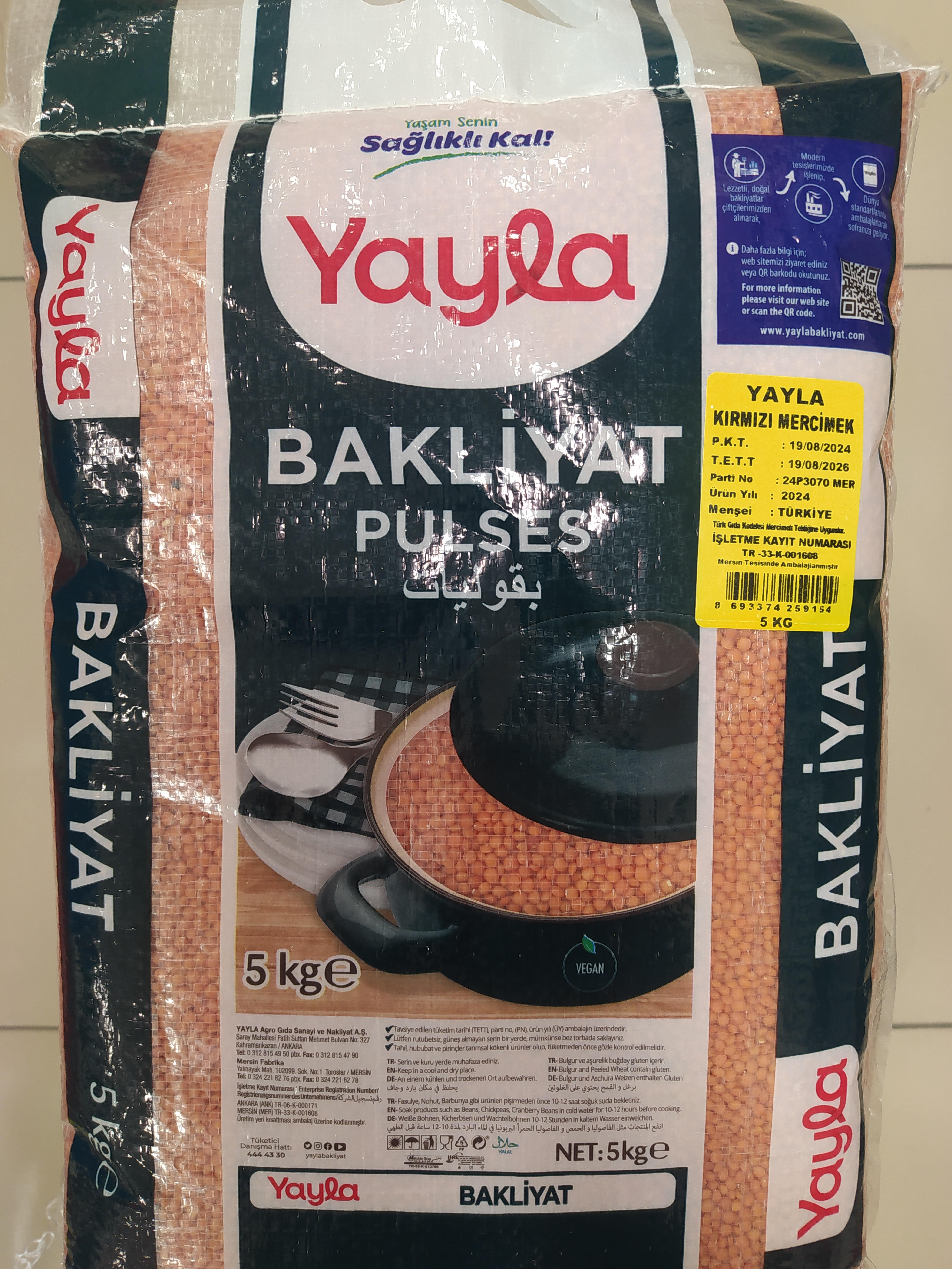 YAYLA KIRMIZI MERCİMEK 5 KG