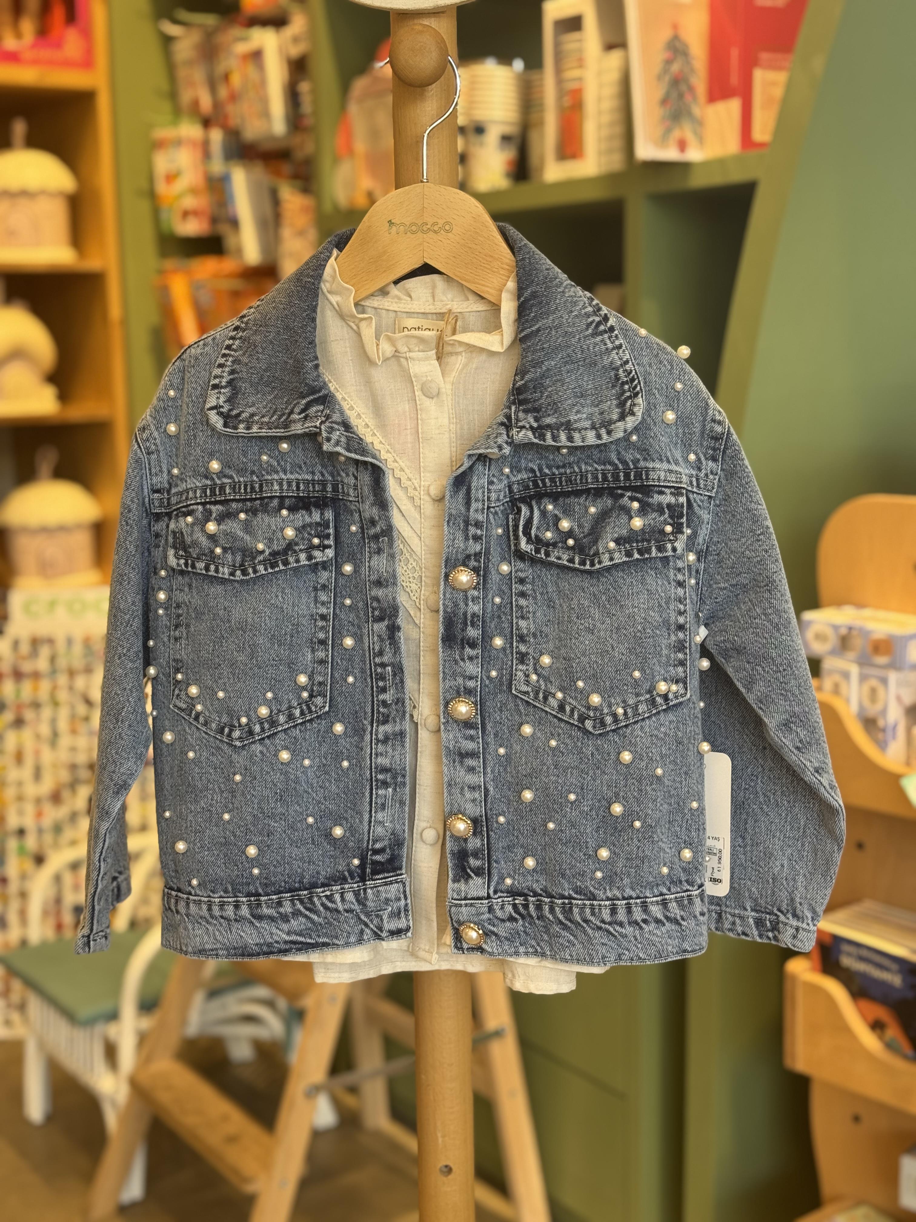 İnci Detaylı Denim Ceket
