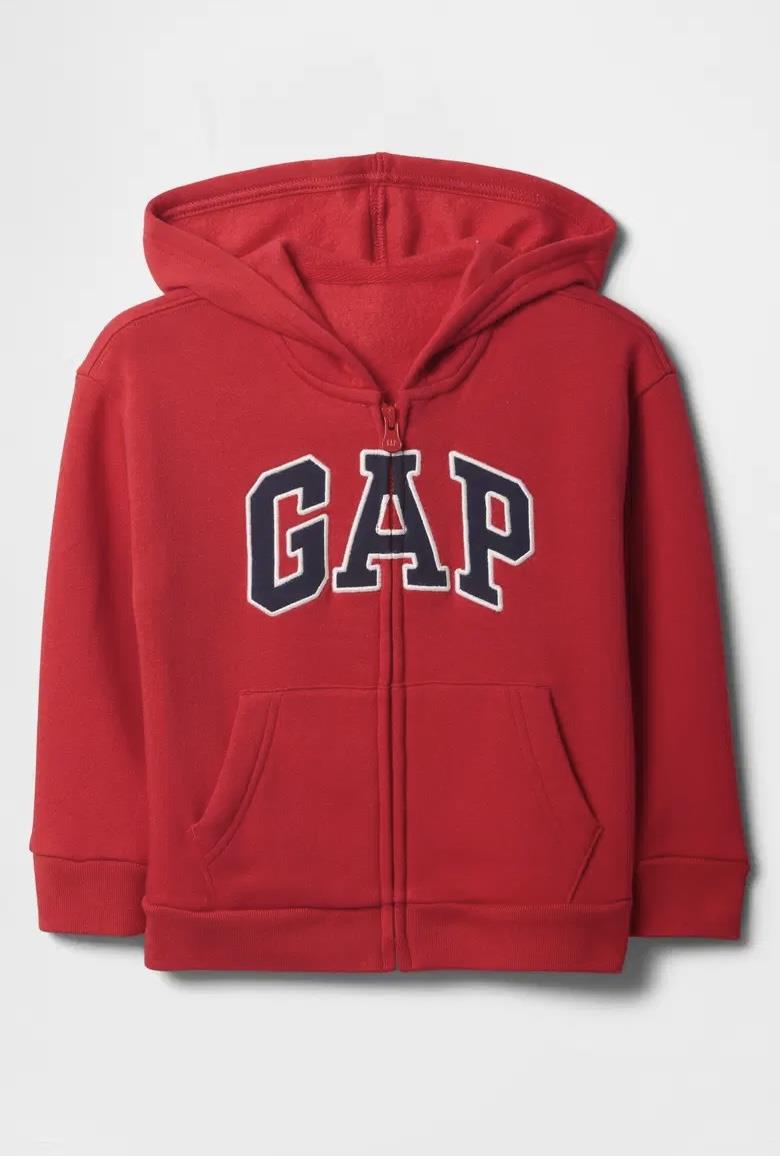 Erkek Bebek | Relaxed Gap Logo Polar Fermuarlı Kapüşonlu Sweatshirt - Kırmızı