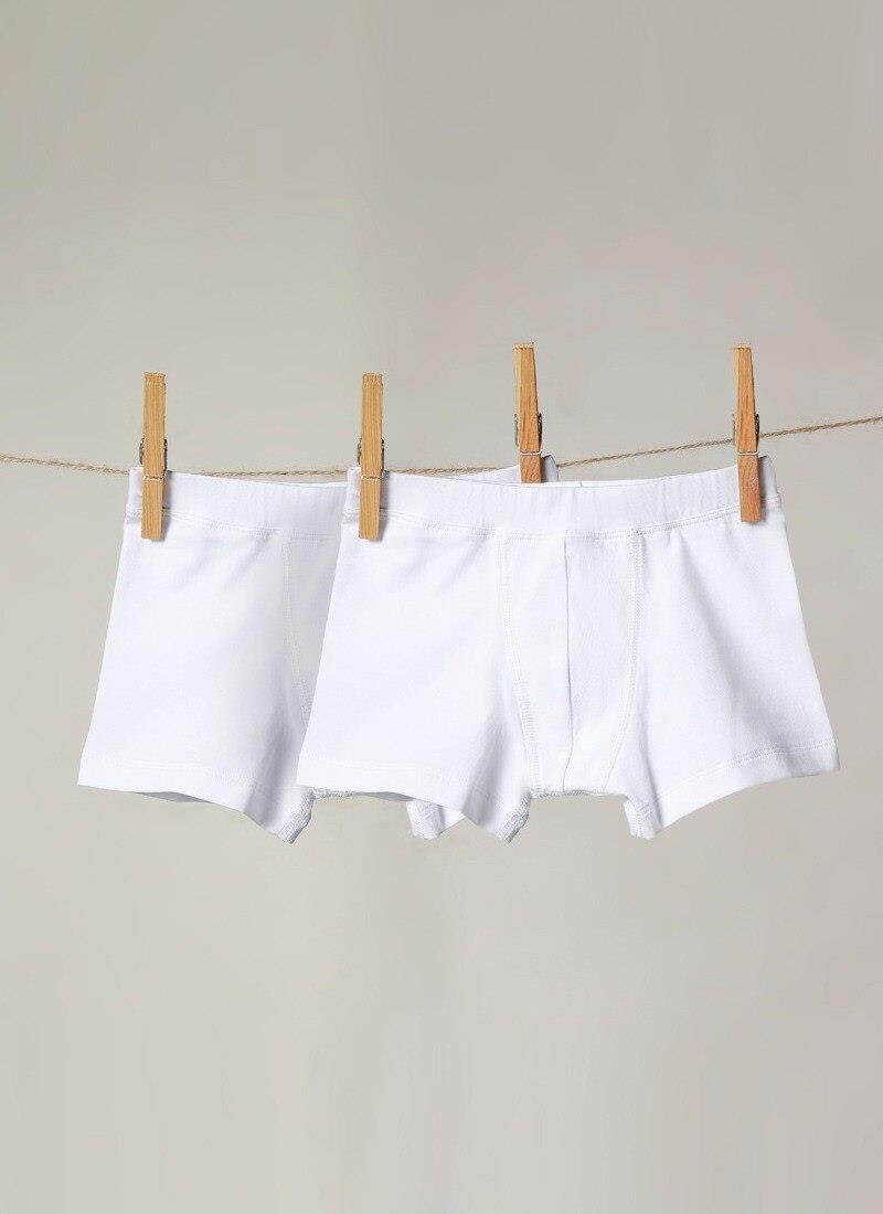 Erkek Çocuk Organik Boxer 2'li Paket 9401 - Beyaz