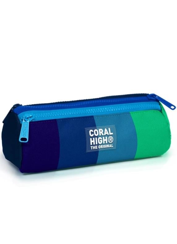 Coral High Renkli Çizgili Üç Bölmeli Kalem Çantası