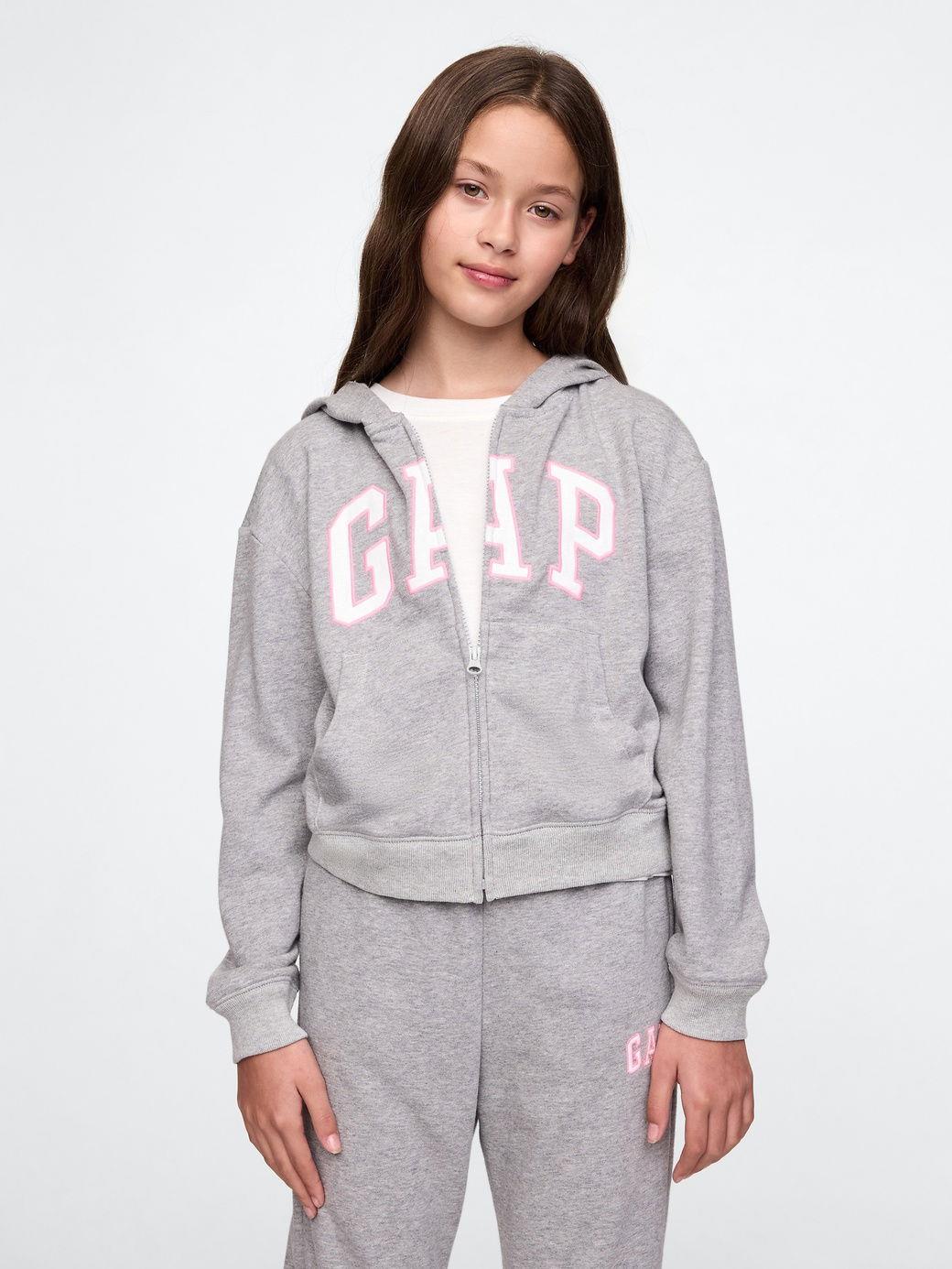 Kız Çocuk | Relaxed Gap Logo Fermuarlı Sweatshirt - Gri