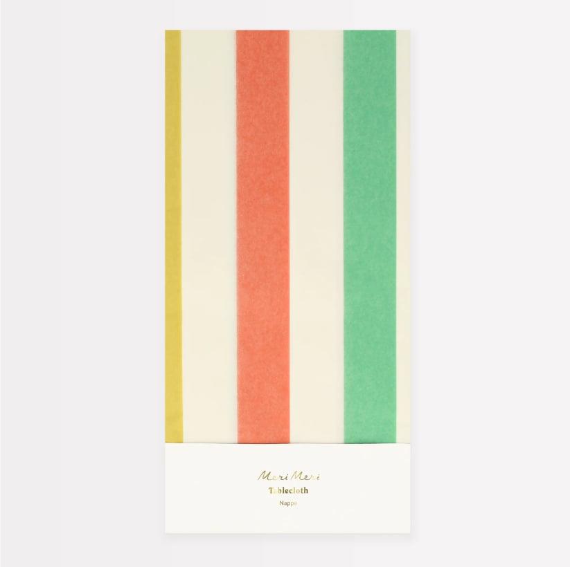 Meri Meri - Multi Stripe Tablecloth - Multi Renkli Çizgili Kağıt Masa Örtüsü