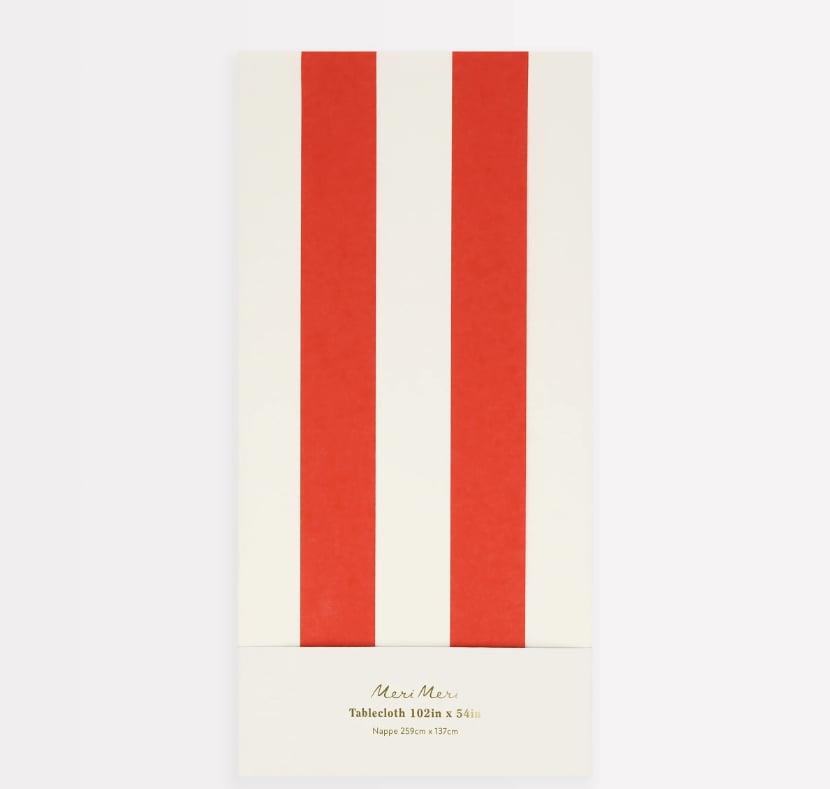 Meri Meri - Red Striped Tablecloth - Kırmızı Çizgili Masa Örtüsü