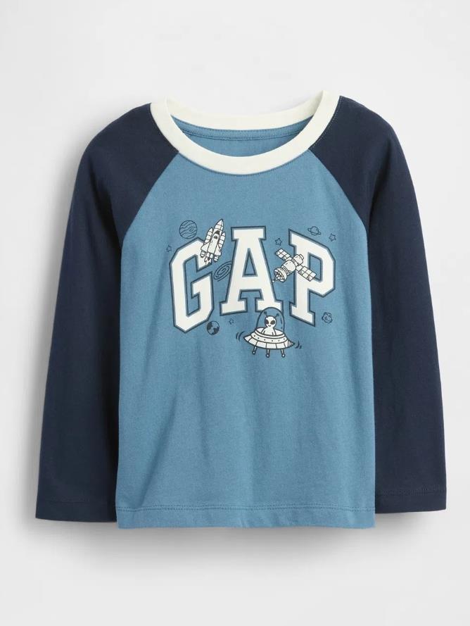 Erkek Bebek | Gap Logo Grafik Uzun Kol T-Shirt - Mavi