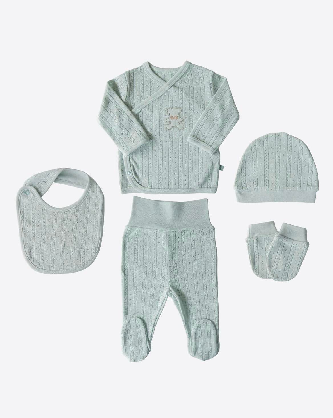 Organik Jeremy 5'li Hastane Çıkış Seti Mavi