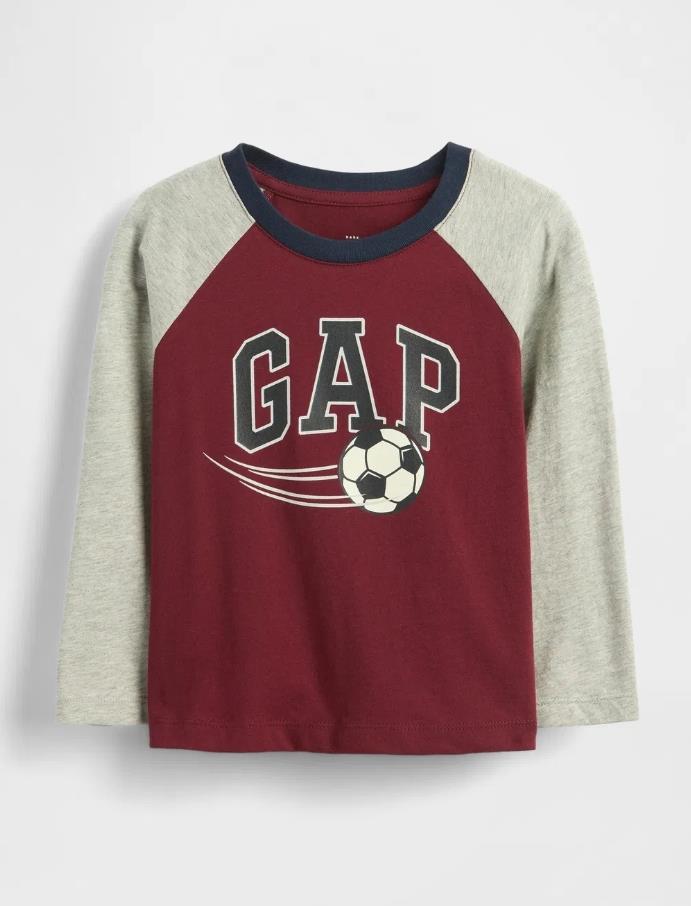 Erkek Bebek | Gap Logo Grafik Uzun Kol T-Shirt - Bordo