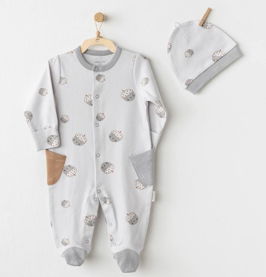 AC26104 BEBEK TULUM TAKIM ROMPER HAT SET HELLO AUTUMN
