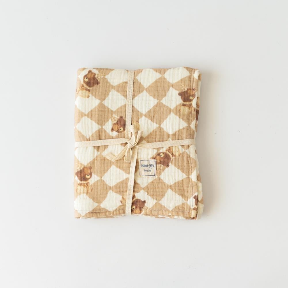 Ayıcık - Organik Bebek Battaniyesi // 4 Kat Müslin