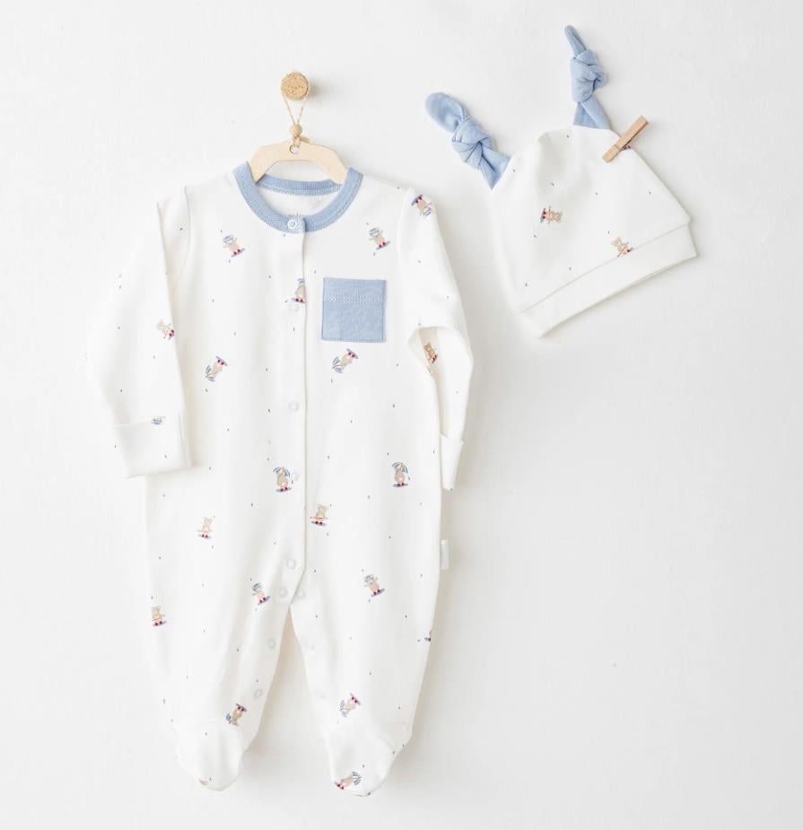 AC26076 BEBEK TULUM TAKIM ROMPER HAT SET RAINBOW