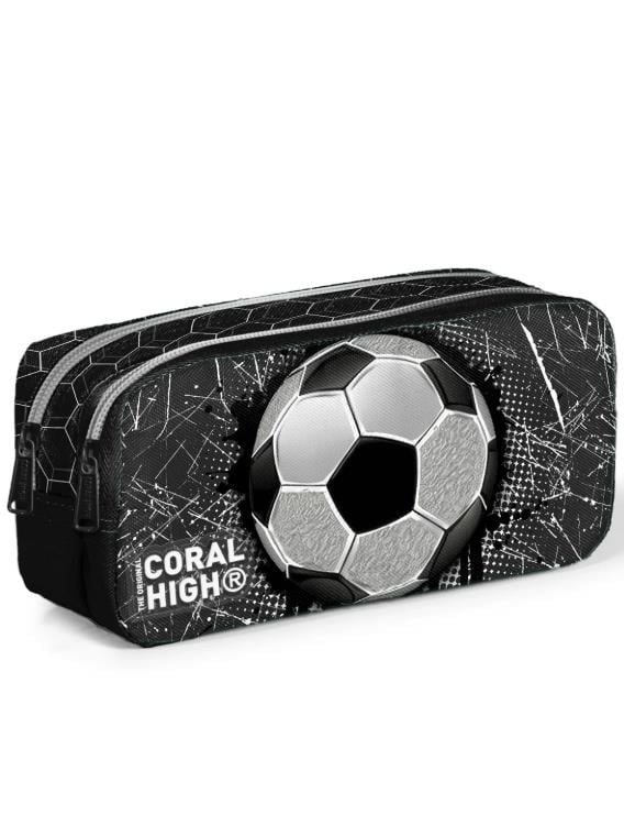 Coral High Futbol Desenli İki Bölmeli Kalem Çantası 