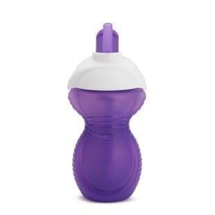 Munchkin Mighty Grip Pipetli Damlatmaz Alıştırma Bardağı, 266ml, 12+ Ay, Mor