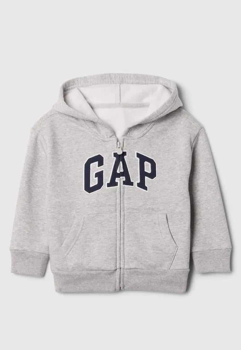 Erkek Bebek | Relaxed Gap Logo Polar Fermuarlı Kapüşonlu Sweatshirt - Gri