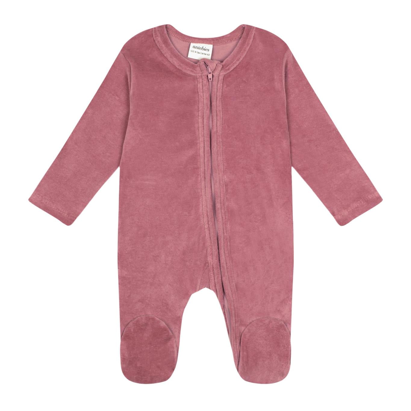Pembe Kadife Fermuarlı Tulum