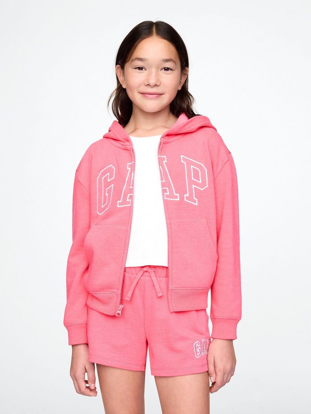 Kız Çocuk | Relaxed Gap Logo Fermuarlı Sweatshirt - Pembe
