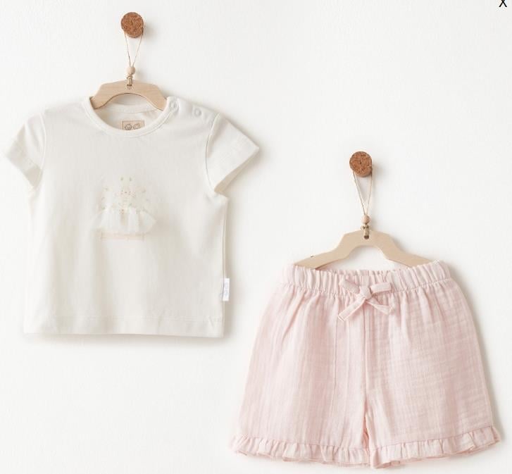 AC26619 ECRU BEBEK TAKIM 2 PCS SET MUSLIN LOVELY DAY