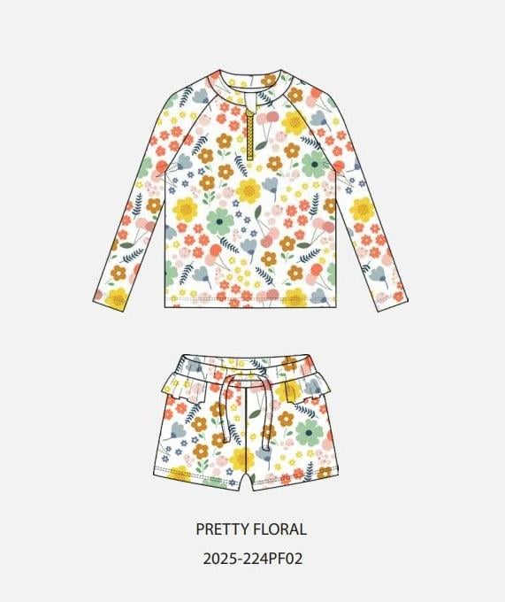 Uzun Kollu Alt Üst Mayo - Pretty Floral
