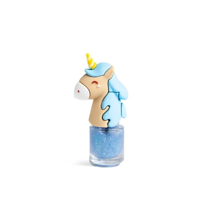 Unicorn Figürlü Su Bazlı Oje Pırıltılı Mavi