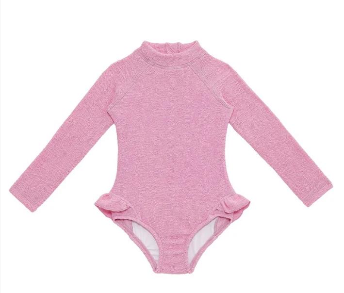 Sand Wave Long Sleeve Swimsuit Pembe