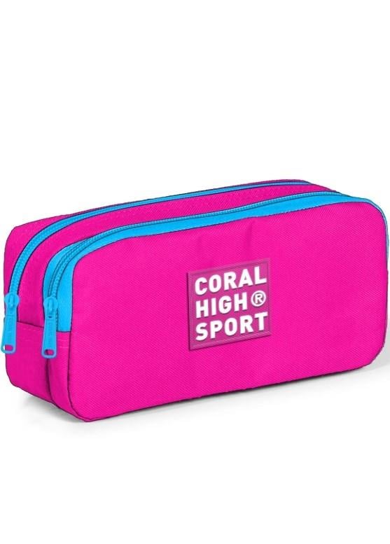 Coral High Sport Neon Pembe Mavi İki Bölmeli Kalem Çantası 