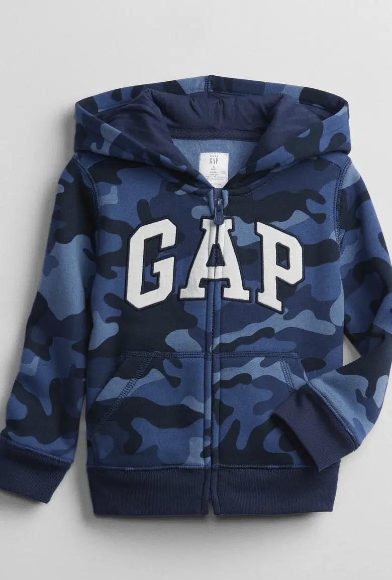 Erkek Bebek | Relaxed Gap Logo Polar Fermuarlı Kapüşonlu Sweatshirt - Kamuflaj