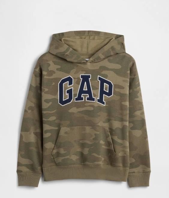 Erkek Çocuk | Relaxed Gap Logo Kamuflaj Kapüşonlu Sweatshirt