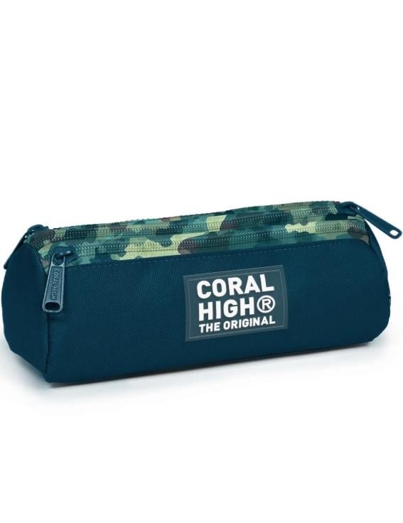 Coral High Nefti Kamuflaj Desenli Üç Bölmeli Kalem Çantası