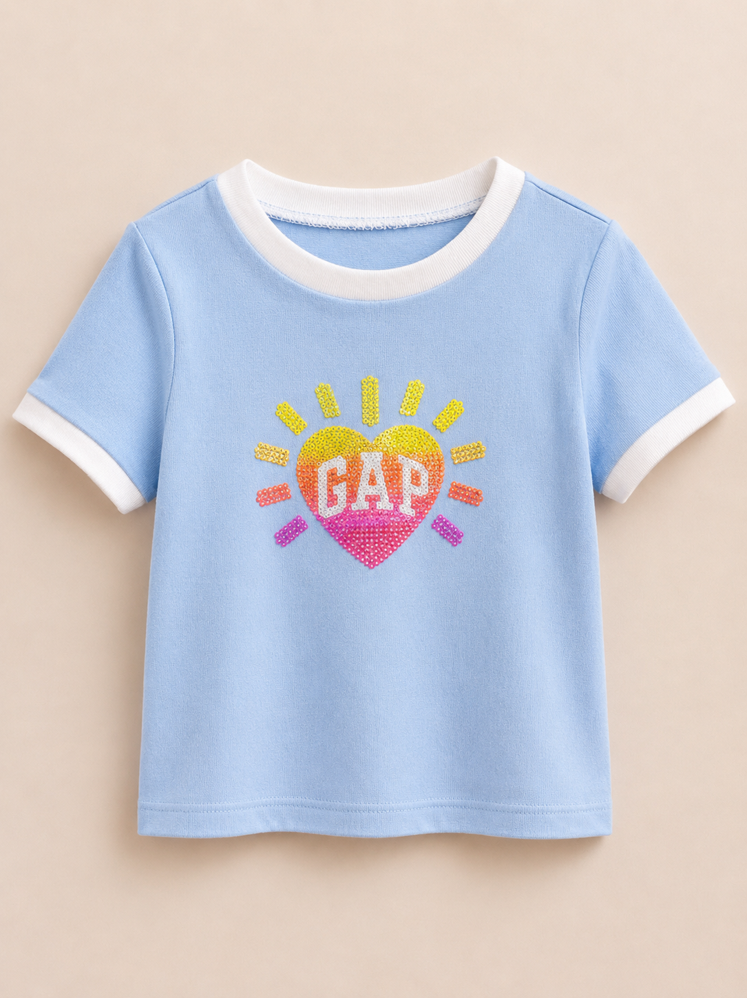 Kız Çocuk | Ringer Grafik Baskılı T-Shirt Mavi