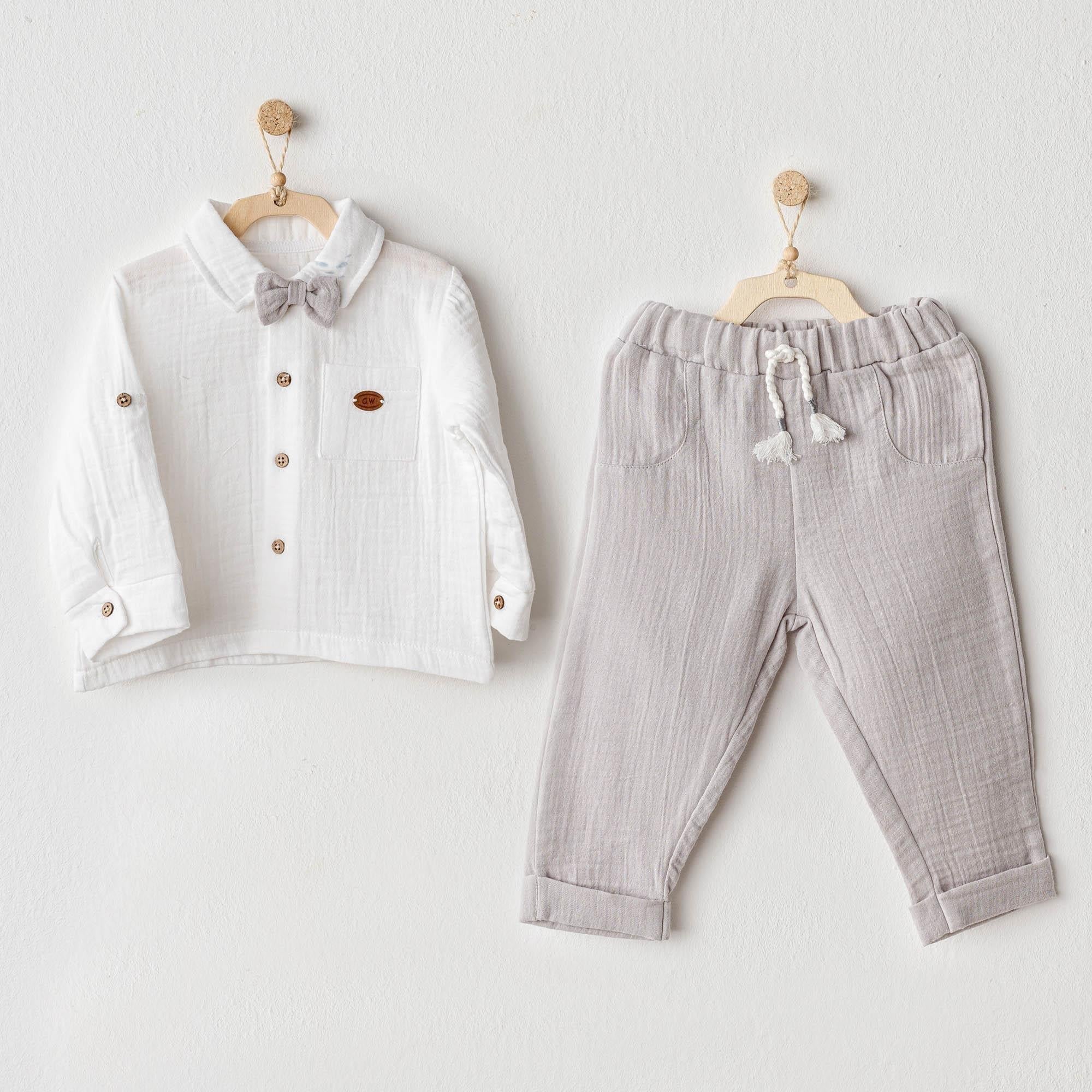 AC25622 BEBEK TAKIM 2 PCS SET OCEAN IS MY HAPPY PLACE / GREY