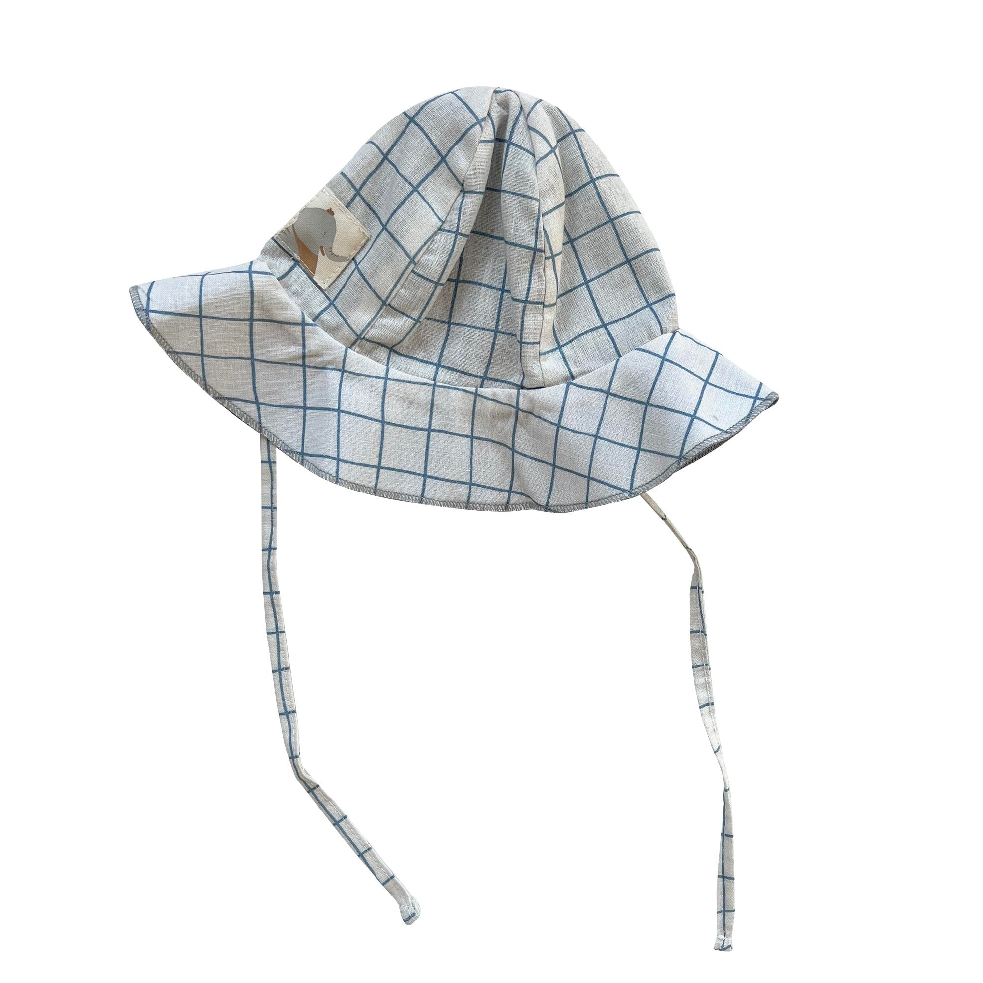WIDE CHECKED DOUBLE SIDED SUN HAT