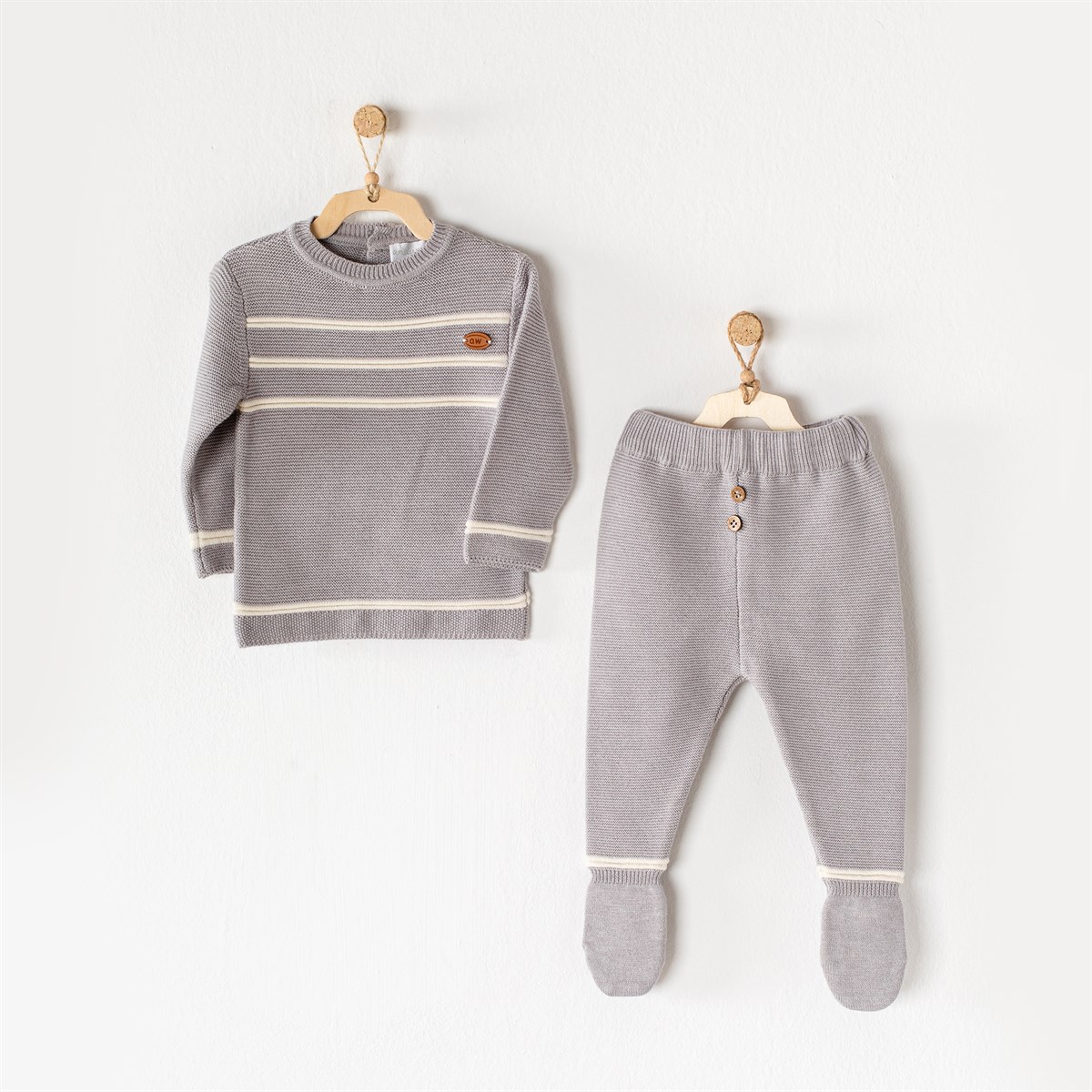 BEBEK TRIKO TAKIM 2 PCS SET KNITWEAR GREY