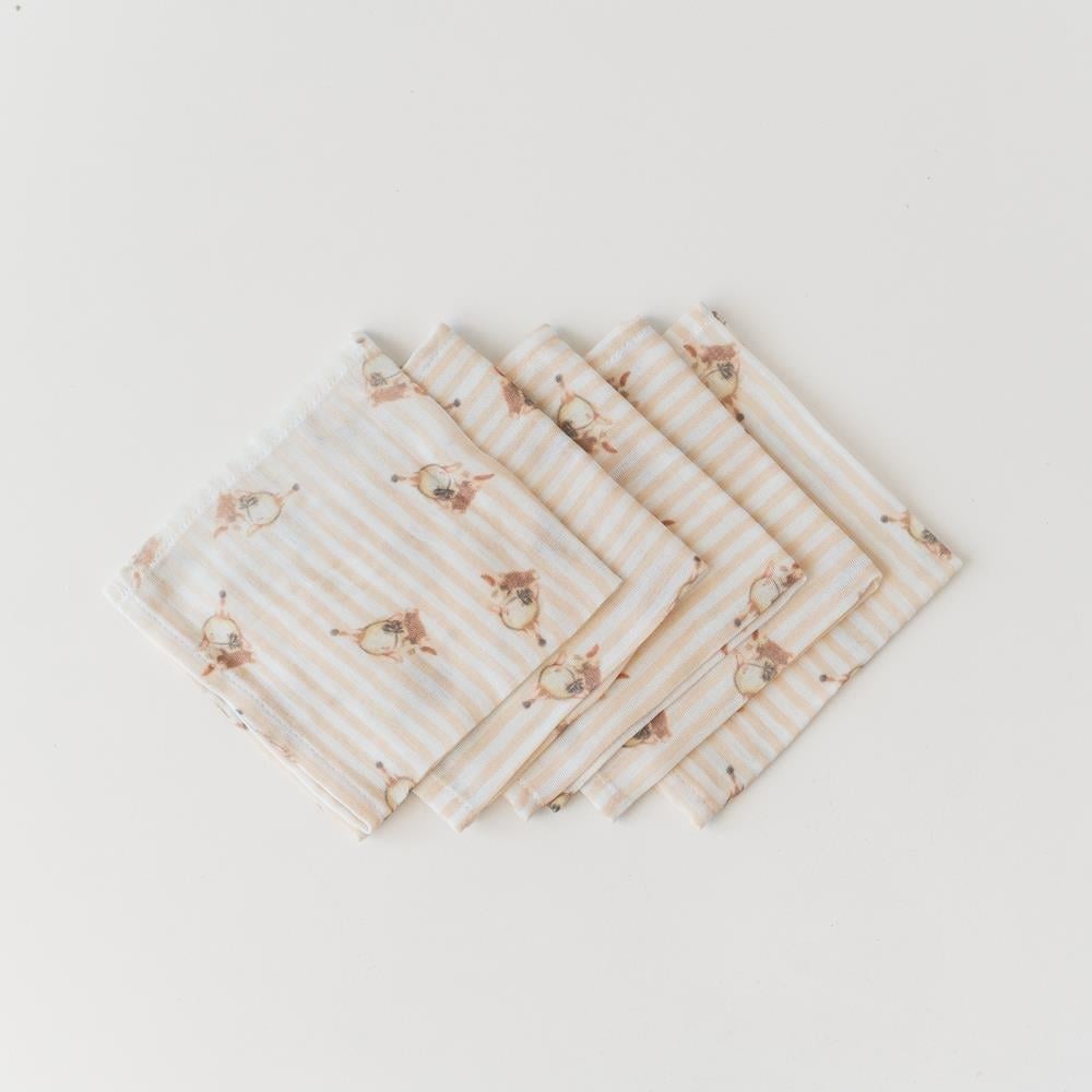 Organik Müslin 5li Ağız Mendili Tavşan
