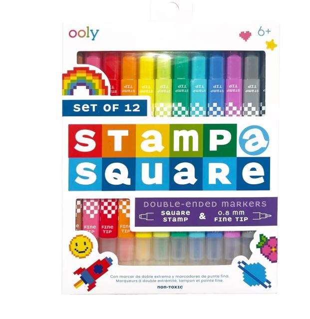 Ooly Stamp-A-Square Çift Uçlu 12'li Keçeli Kalem