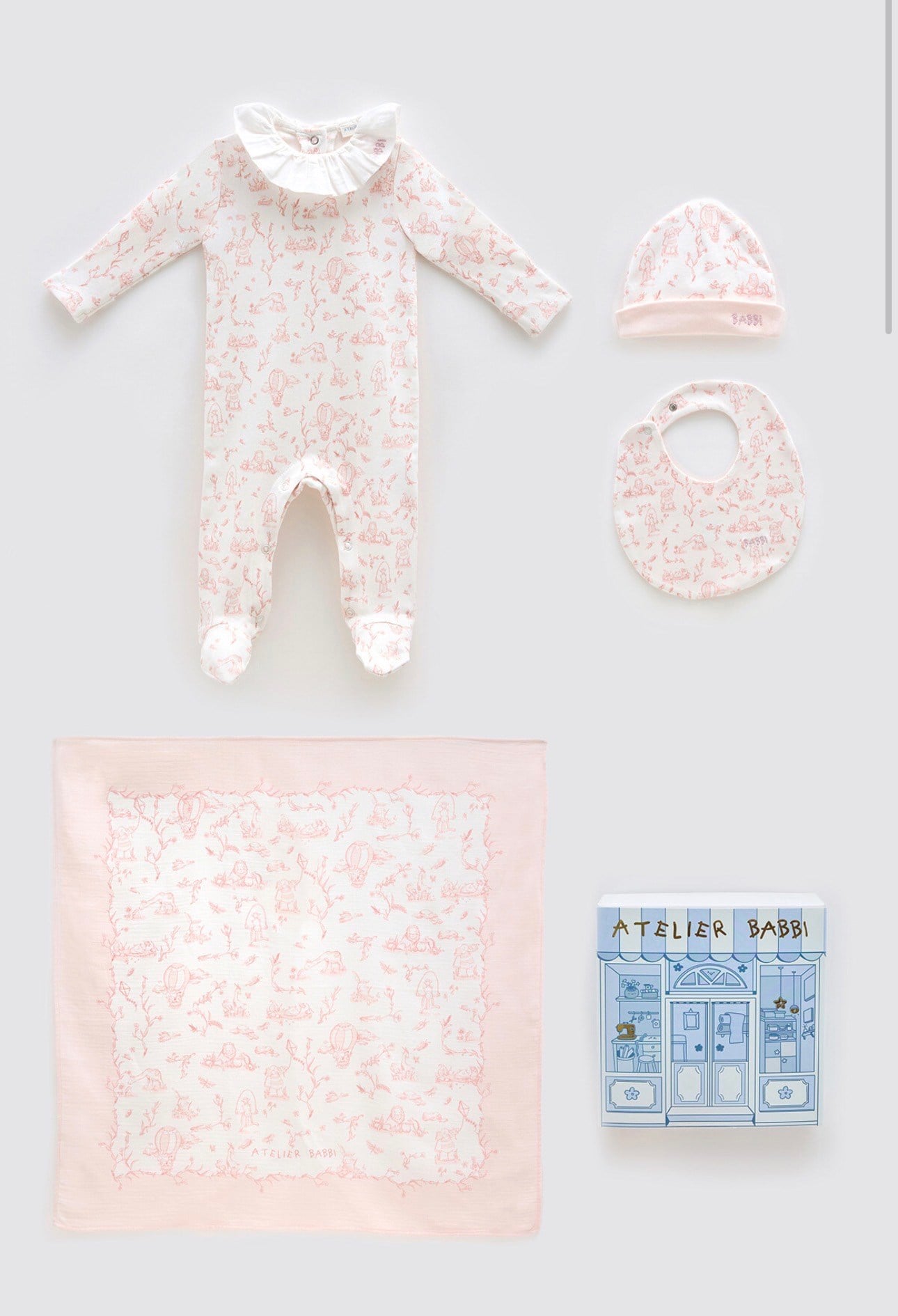 4'Lü Yenidoğan Seti - Toile De Jouy / Pembe