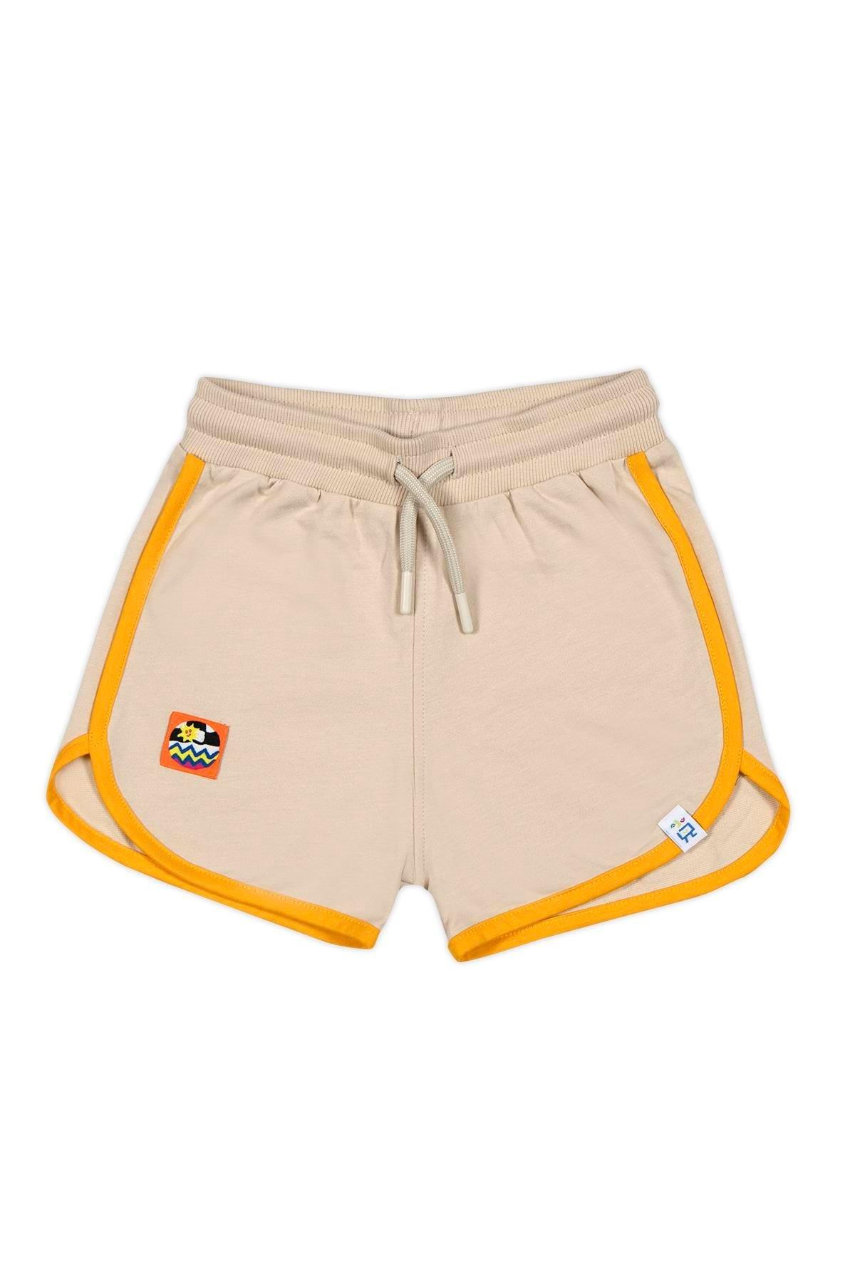  Retro Shorts - Beige with Orange Trim