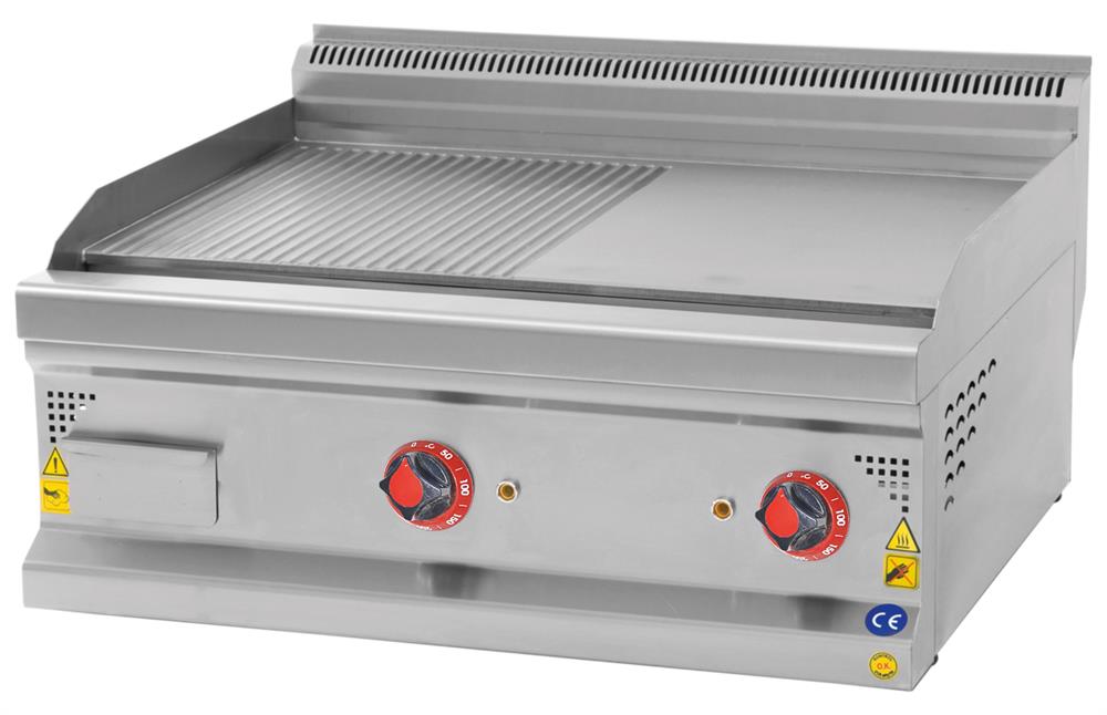 CSA Elektrikli Pleyt Izgara Yarı Oluklu Yüzey Set Üstü 60x60x30 cm